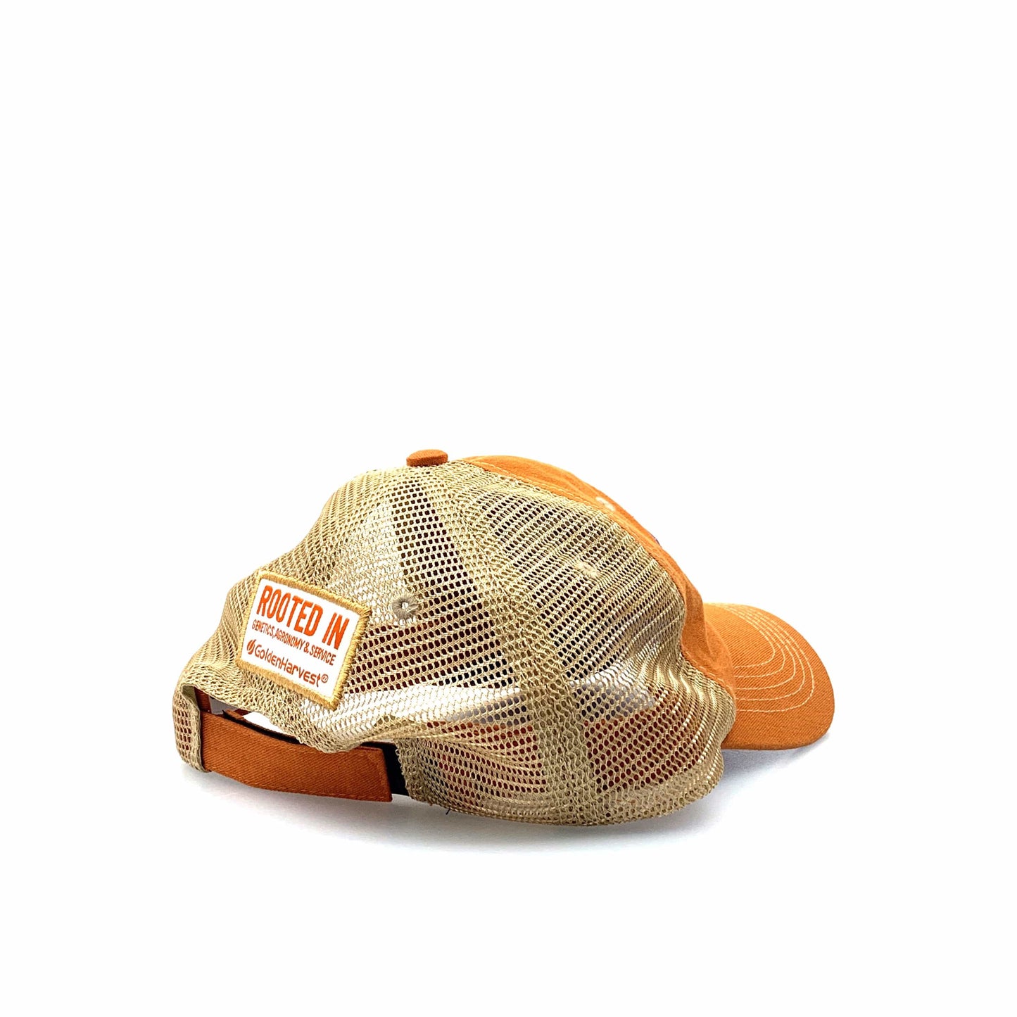 GOLDEN HARVEST Mesh Hook & Loop Trucker Hat Orange Beige OSFM