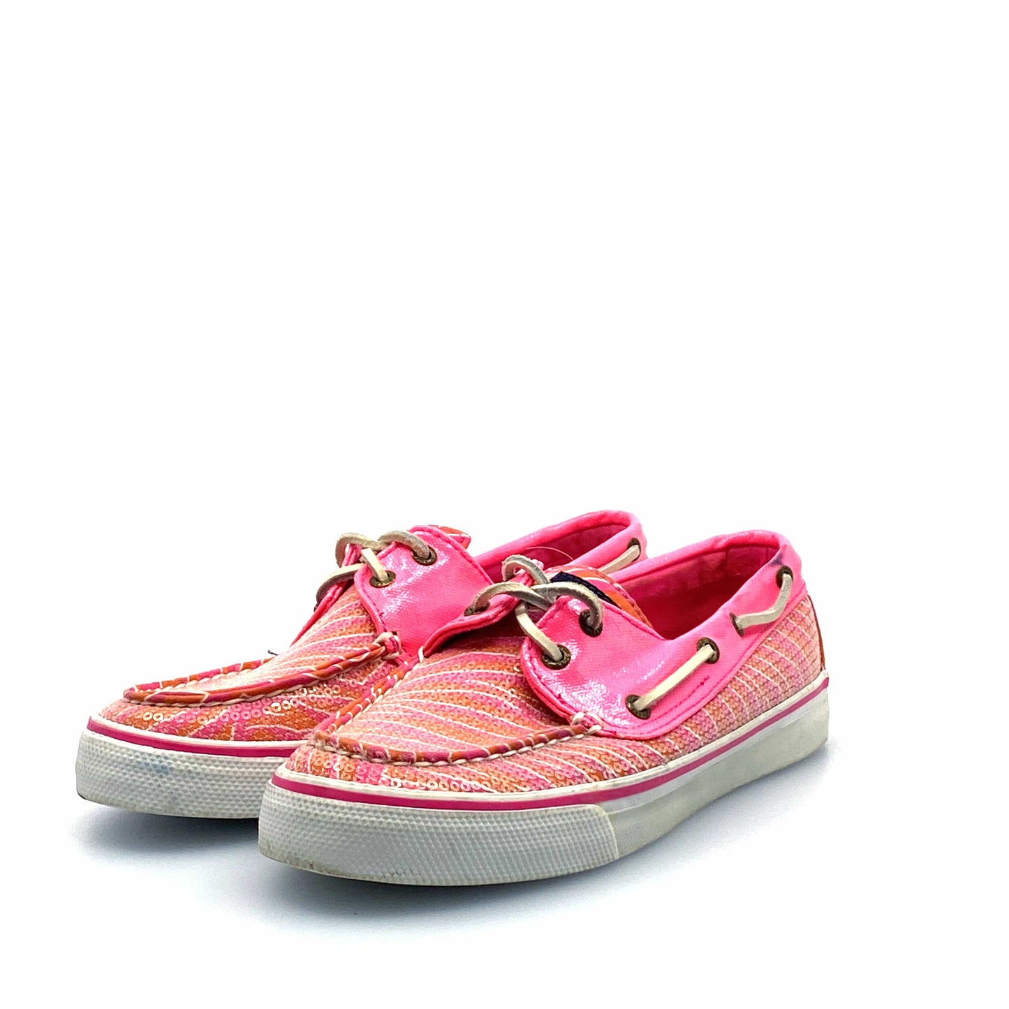 SPERRY Top-Sider Womens Size 6.5M Pink Sequined Boat Shoes Textured Patent Leather