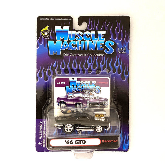 Muscle Machines '66 GTO Black Diecast Collectible Car 1:64 Scale Model #00-12