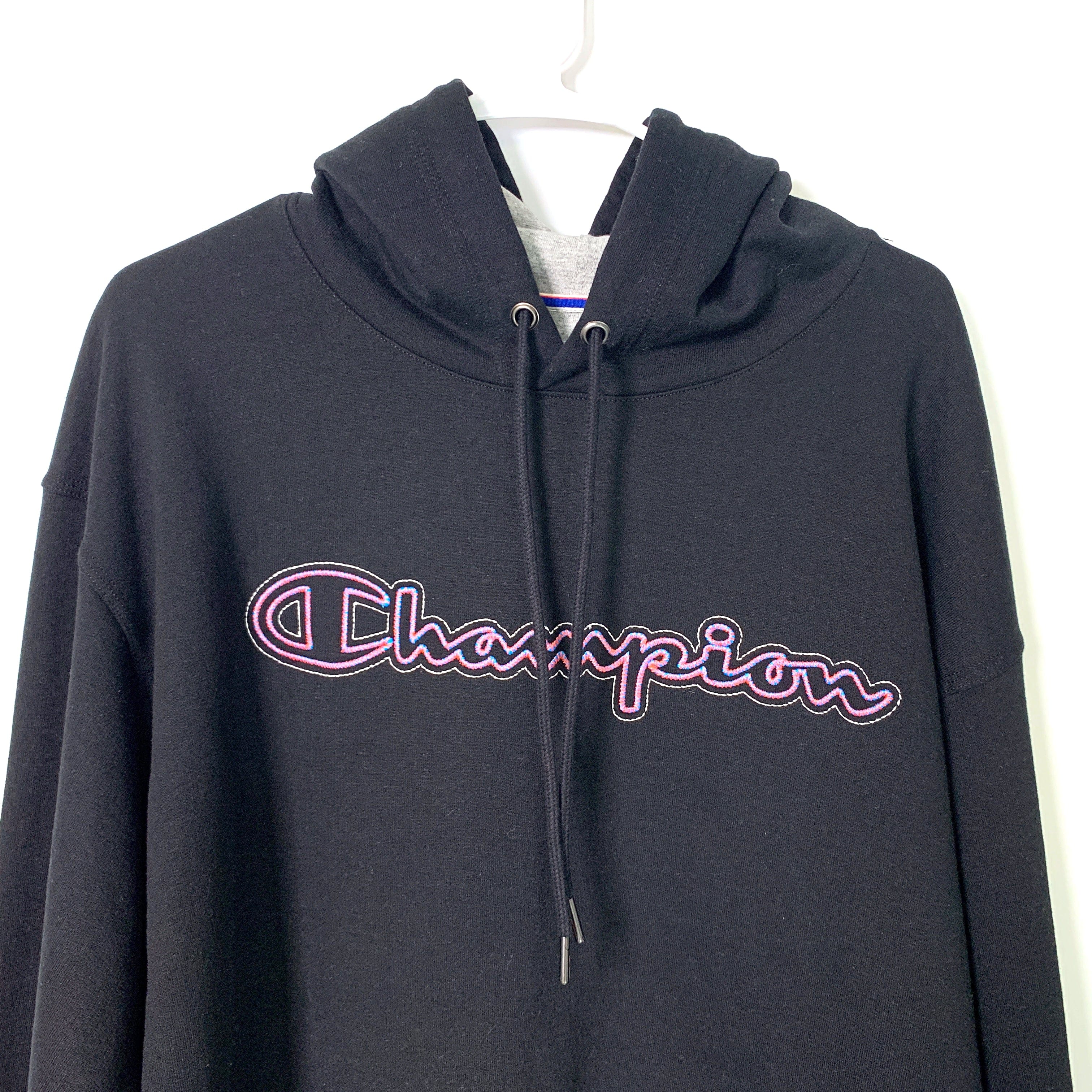 Champion Womens Size XL Black Hoodie Sweatshirt Fleece Long Sleeve