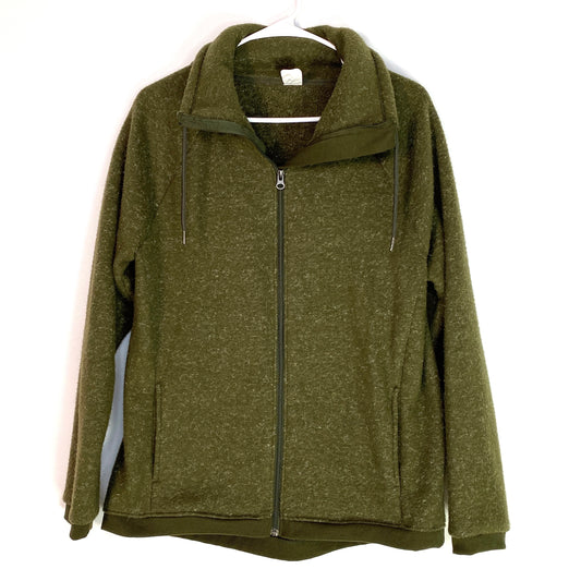 AVIA Womens Size M Green Fleece Full Zip-Up Sweatshirt L/s