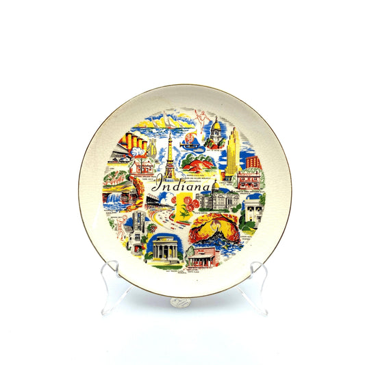 Vintage State Souvenir Plate “Indiana” Collectible, White - 7.5”