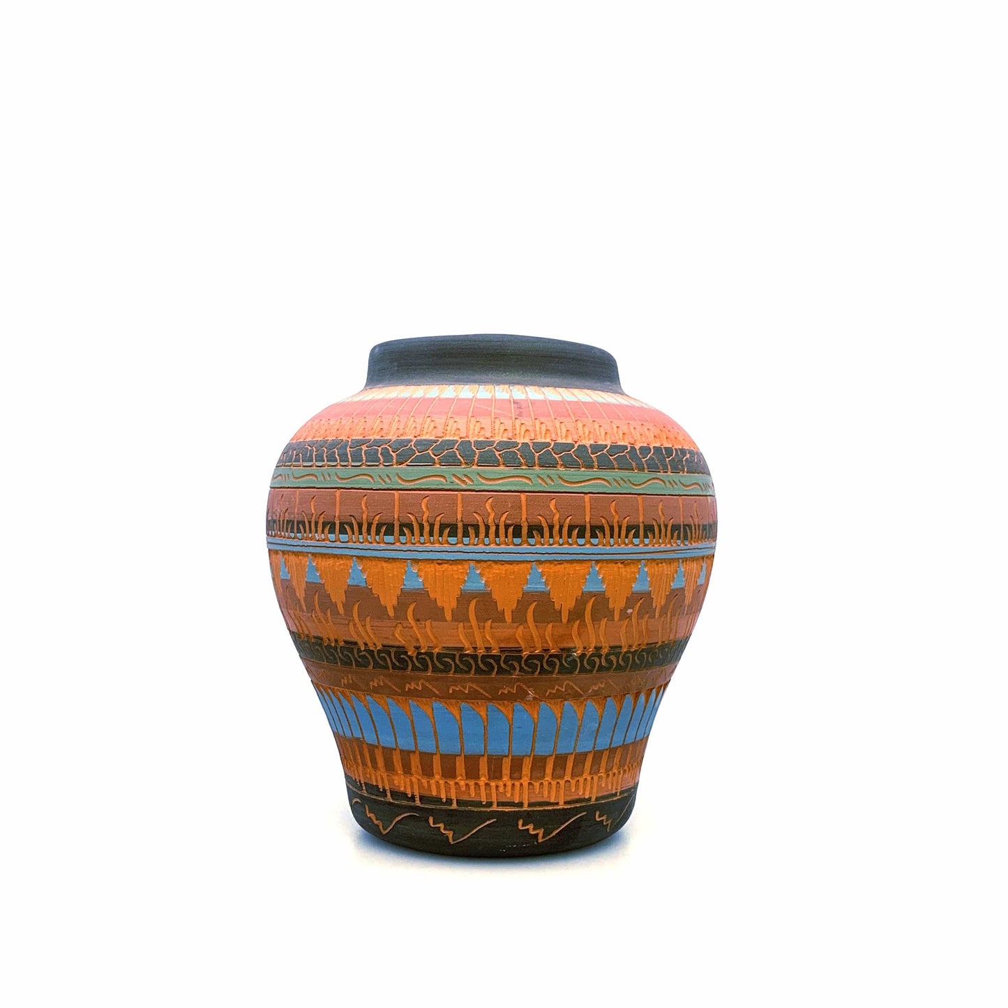 Native Navajo Pottery Anna Tsosie Signed Vase Terra Cotta Hand Etched - Medium 8”