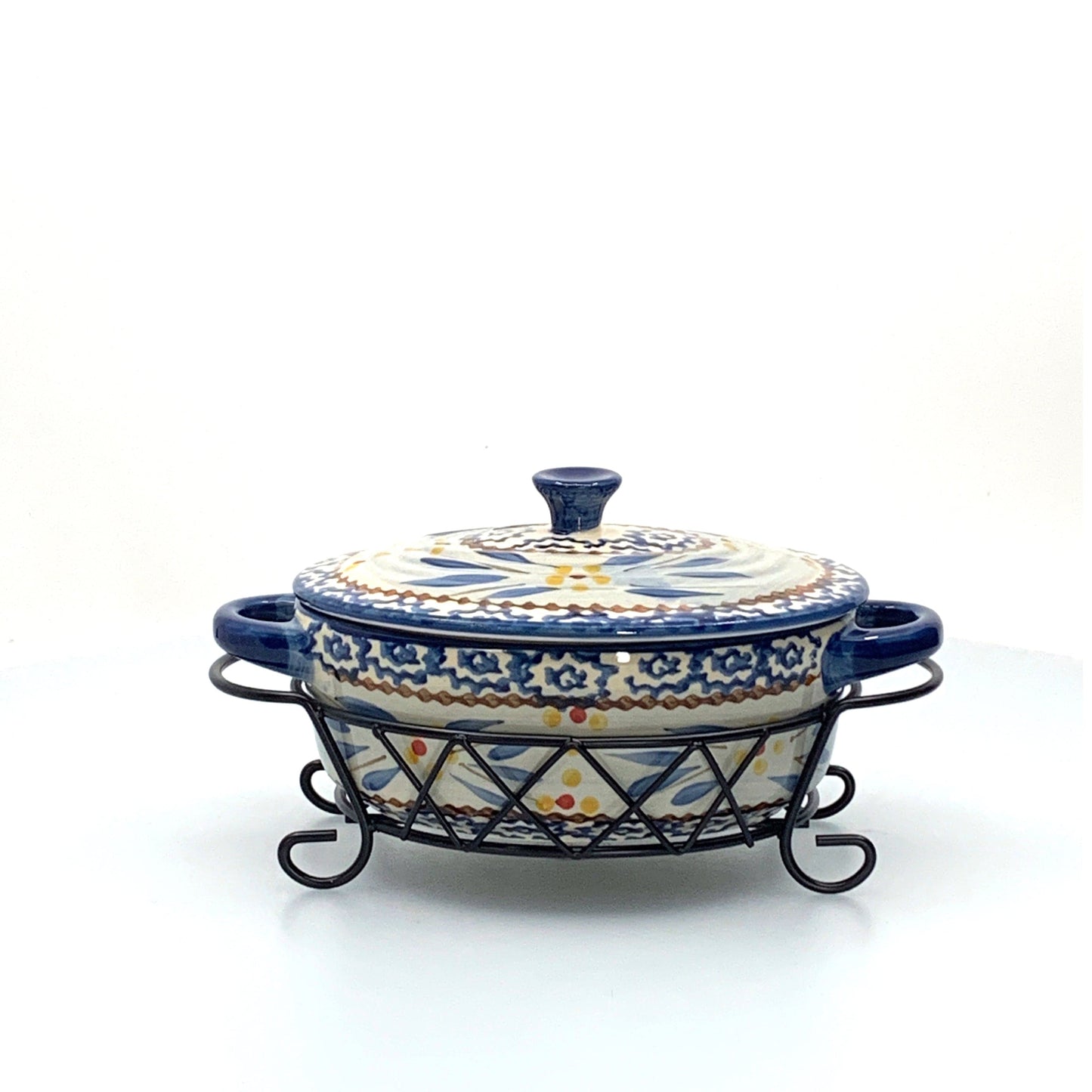 Temptations Presentable Ovenware by Tara Baking Dish 9 Oz Blue Old World Pattern