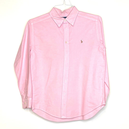 Ralph Lauren Boys Size 14 Pink Dress Shirt Pony Logo Button-Up L/s