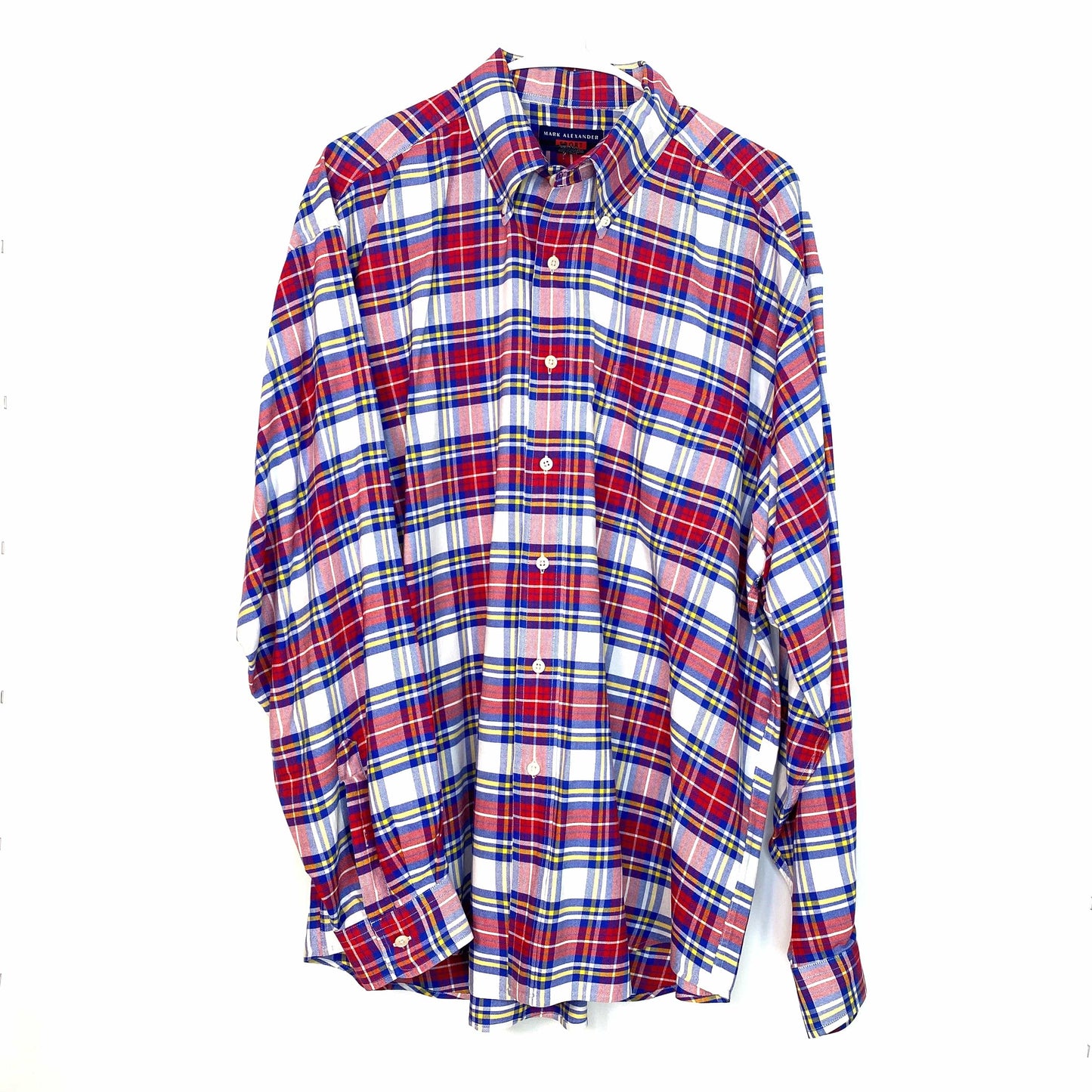 Mark Alexander Mens Size XL Red White Blue Button-Down Dress Shirt L/s