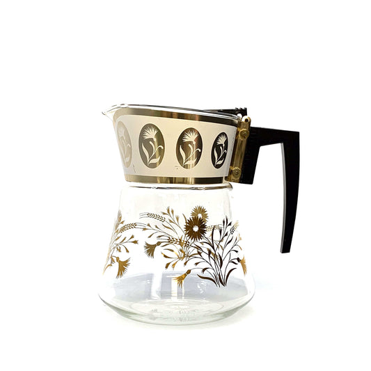 Vintage David Douglas 6 Cup Coffee Carafe Gold Wheat Design