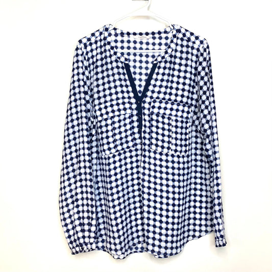 41 Hawthorn | Womens Lightweight Top Blouse | Color: White/Navy Blue | Size: XL | Pre-Owned
