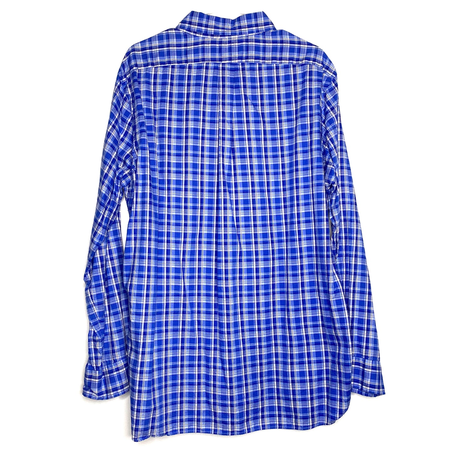 Ralph Lauren Mens Size XL Blue White Plaid Luxury Oxford Dress Shirt Button-Up L/s