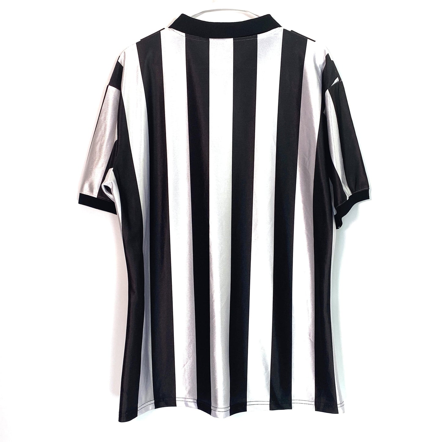 Jim Beam Mens Size L Black White Striped Referee Shirt S/s