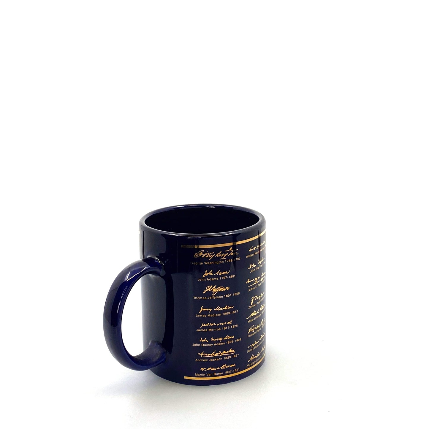 Presidential Signatures 1789 - 2001 Blue Ceramic Coffee Mug Cup, 12 Oz