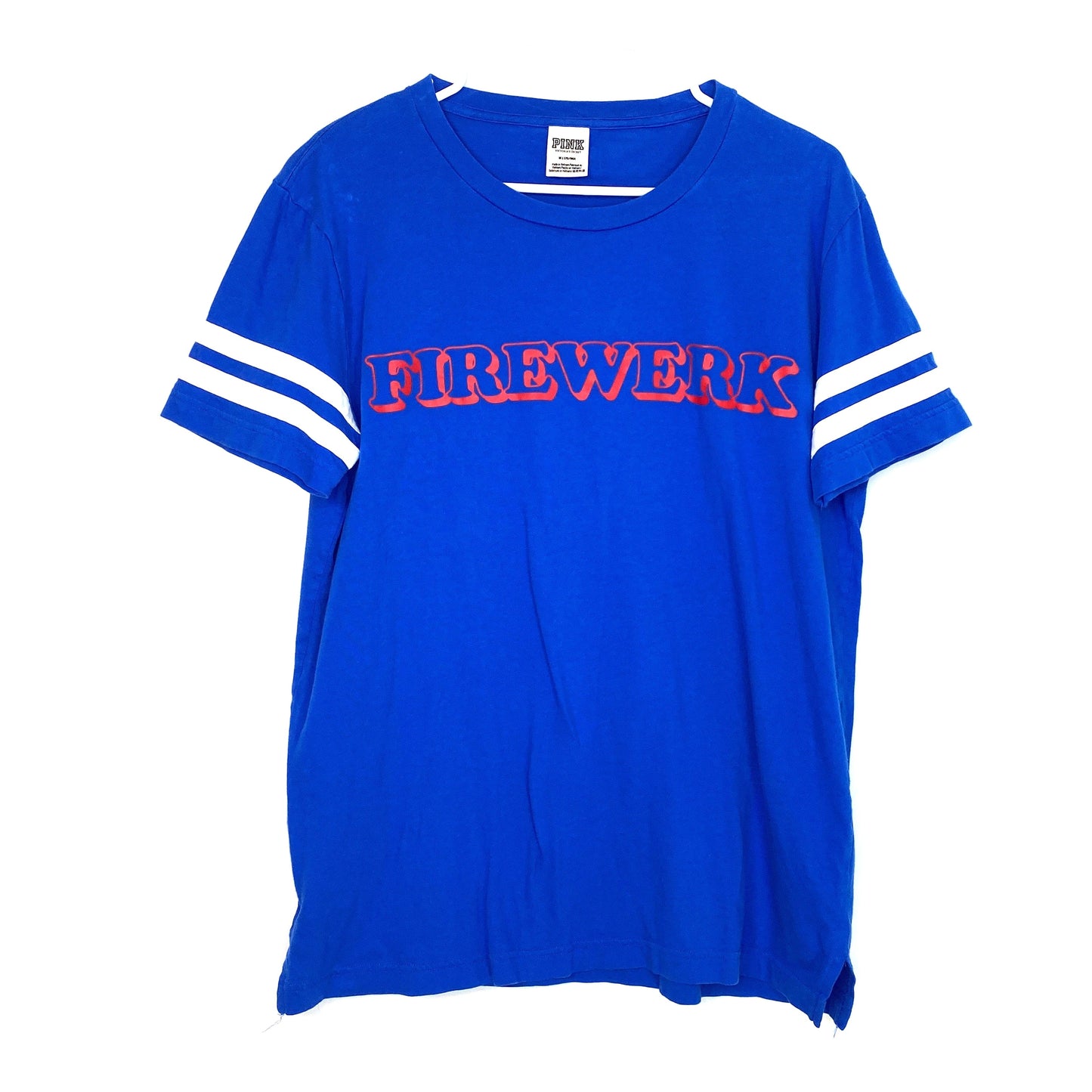 PINK VS Womens Size M Blue FIREWERK Short Sleeve T-Shirt