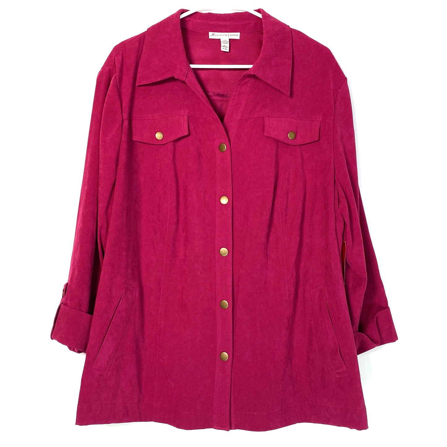 JM Collection Woman Womens Size 22W Pink Button-Up Top Blouse Shirt L/s