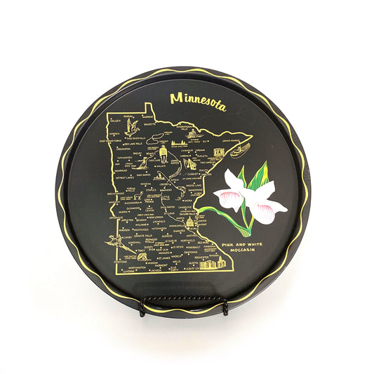 State of Minnesota Collectible Decorative Plate 11” Black Map Points of Interest
