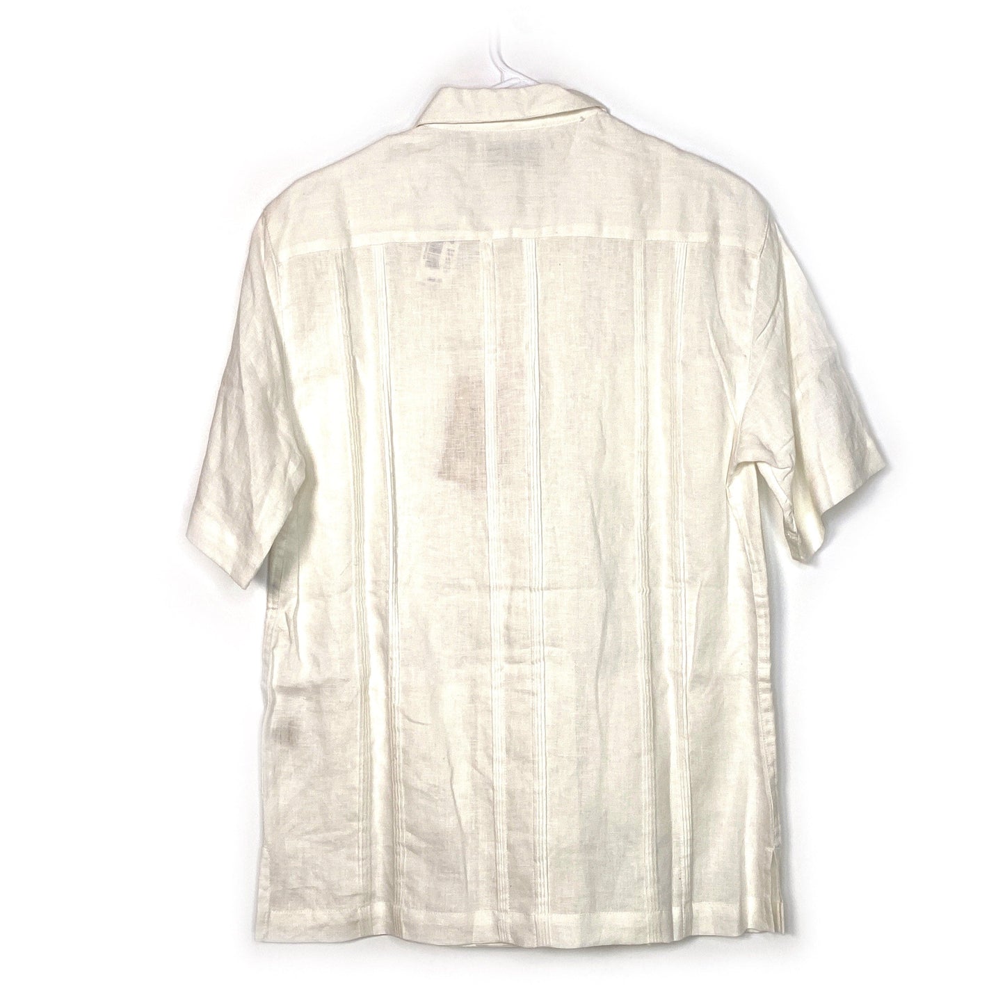 Caribbean Mens Size S Ivory White Linen Hawaiian Shirt Button-Up S/s NWT