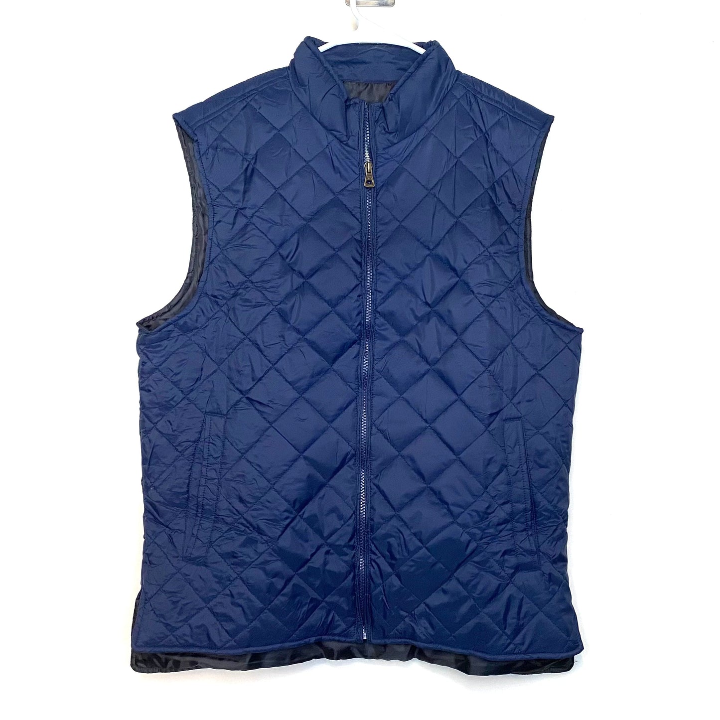 Weatherproof Vintage Mens Size L Blue Quilted Vest Full Zip