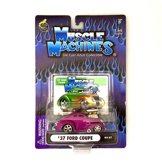 Muscle Machines '37 Ford Coupe Purple Diecast Collectible Car 1:64 Scale Model #03-57