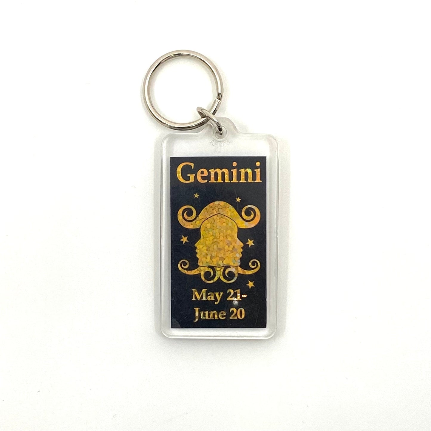 Vintage Kalan Novelty “Gemini” Horoscope Clear Acrylic Keychain