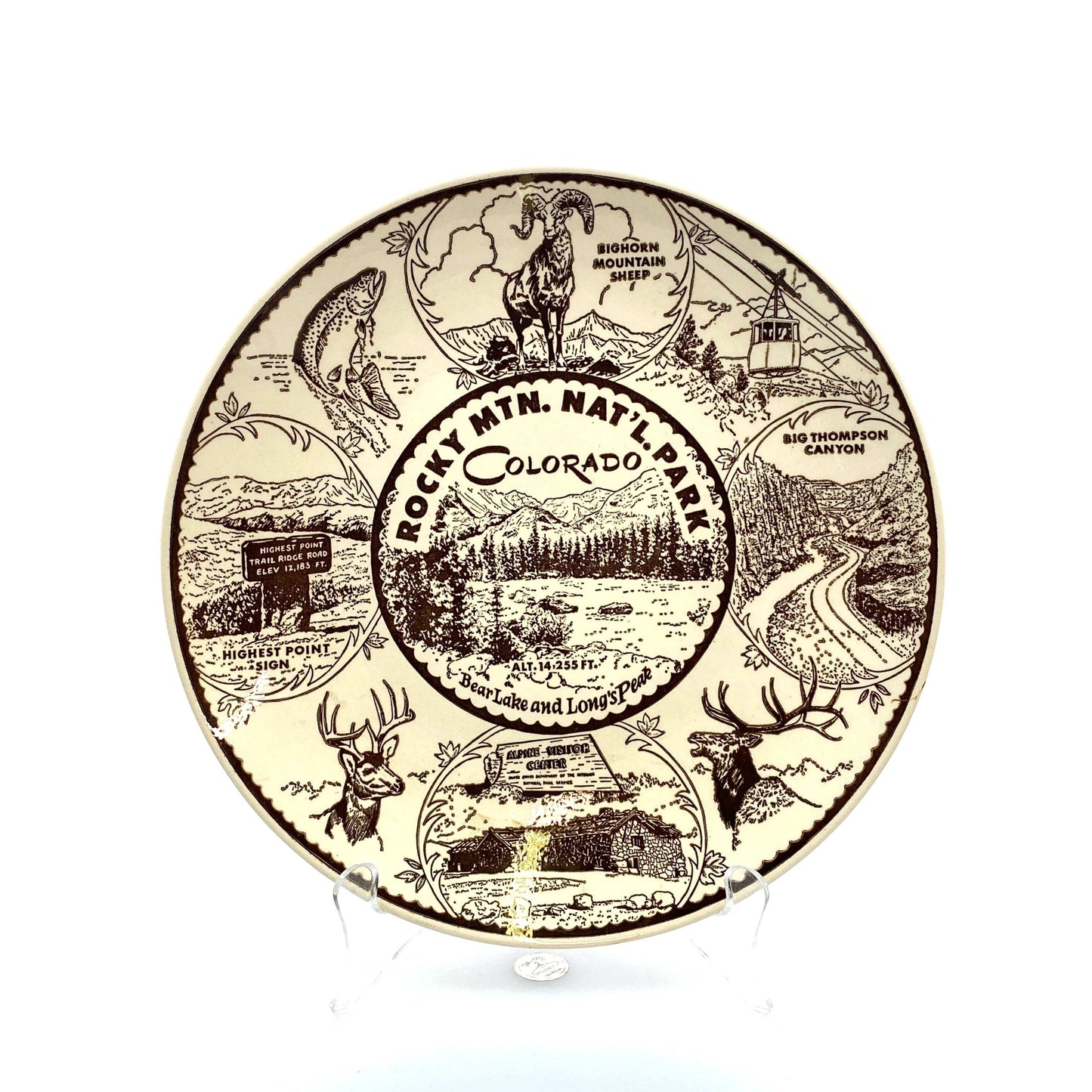 Vintage State Souvenir Plate “Rocky Mountain Nat’l Park” Collectible, White - 10.”