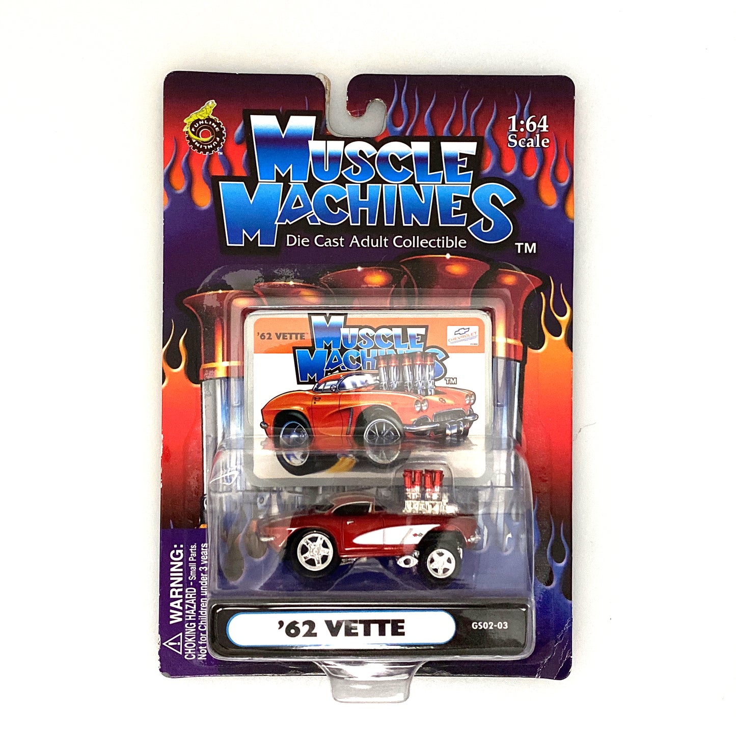 Muscle Machines '62 Vette Red Diecast Collectible Car 1:64 Scale Model #GS02-03