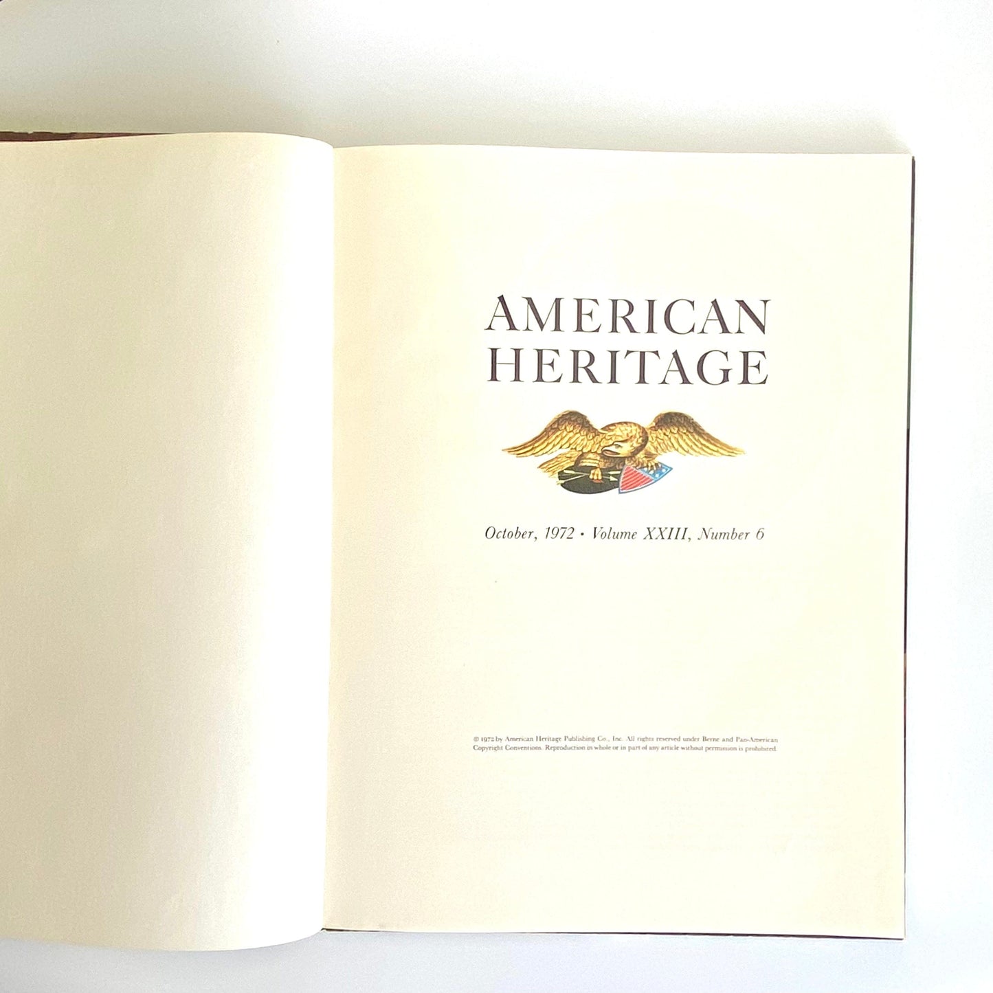 Vintage American Heritage October, 1972 • Volume XXIII, Number 6 Hardcover History Book