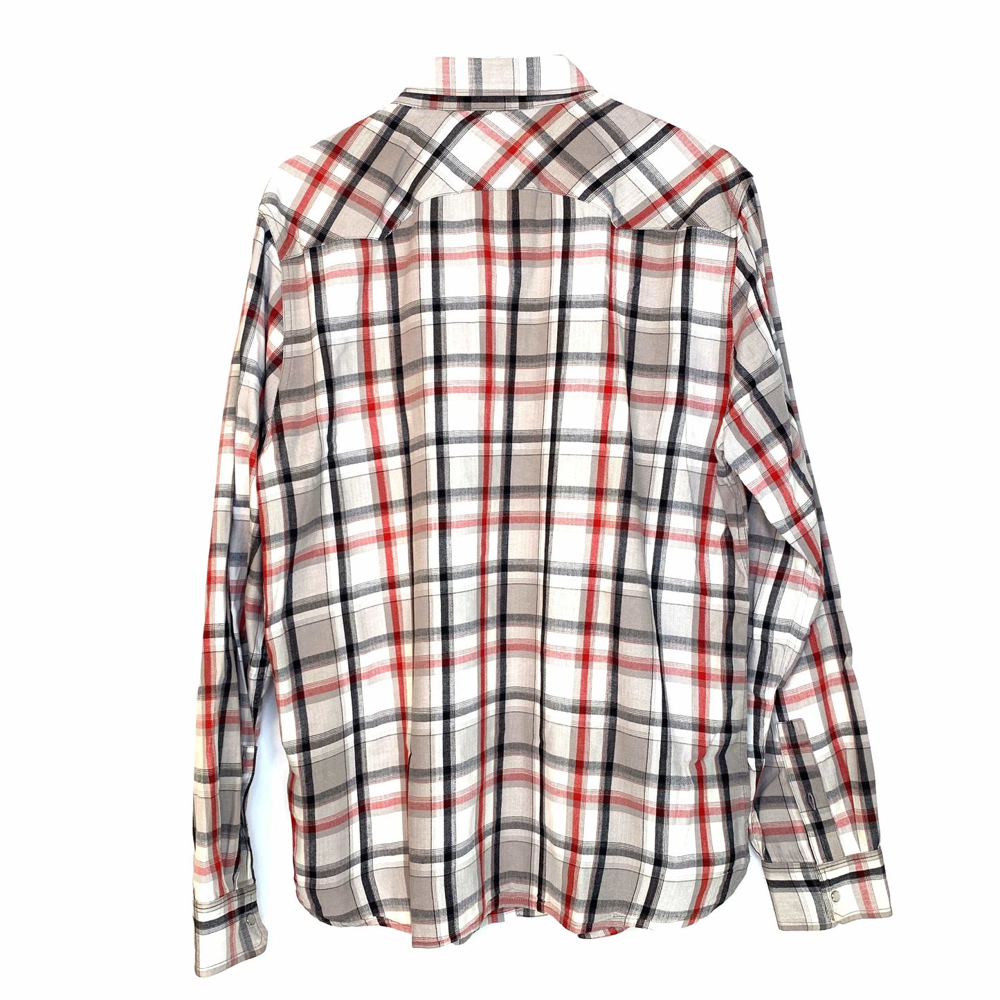 Levi’s Mens Size L White Red Black Plaid Modern Western Shirt Snap Up L/s