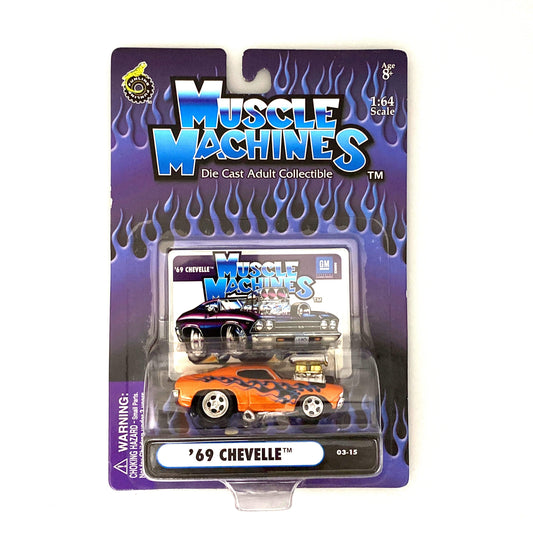 Muscle Machines '69 Chevelle Orange Diecast Collectible Car 1:64 Scale Model #03-15