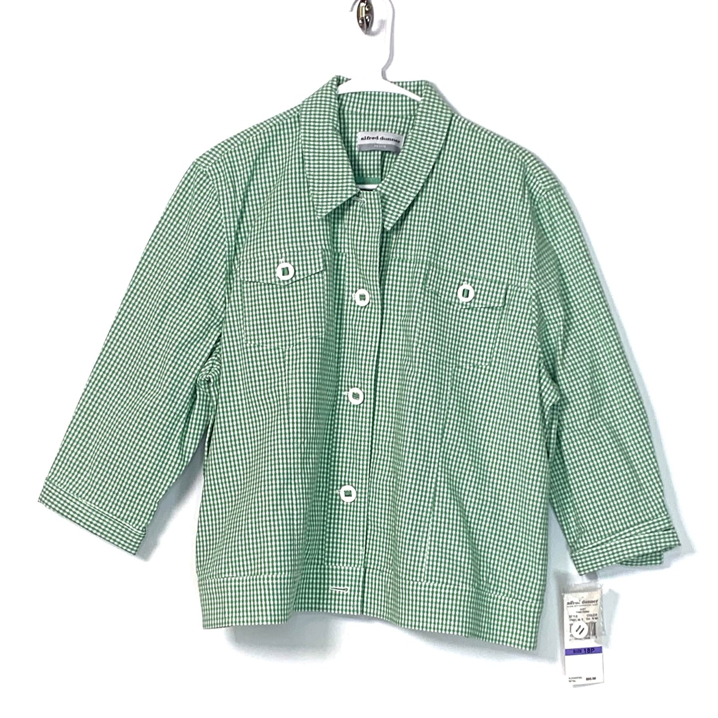 Alfred Dunner Womens Petite Jacket 18P Green Check “Just Checking”