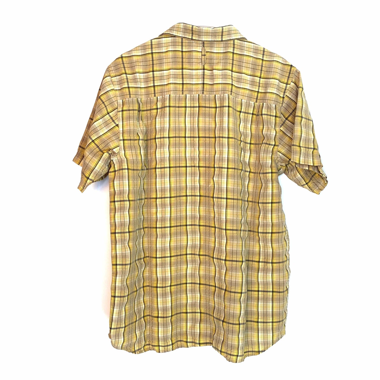 The North Face Mens Size L Yellow Plaid Casual Button-Up S/s