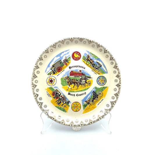 Vintage State Souvenir Plate “Pennsylvania Dutch Country” Collectible, White - 7.5”