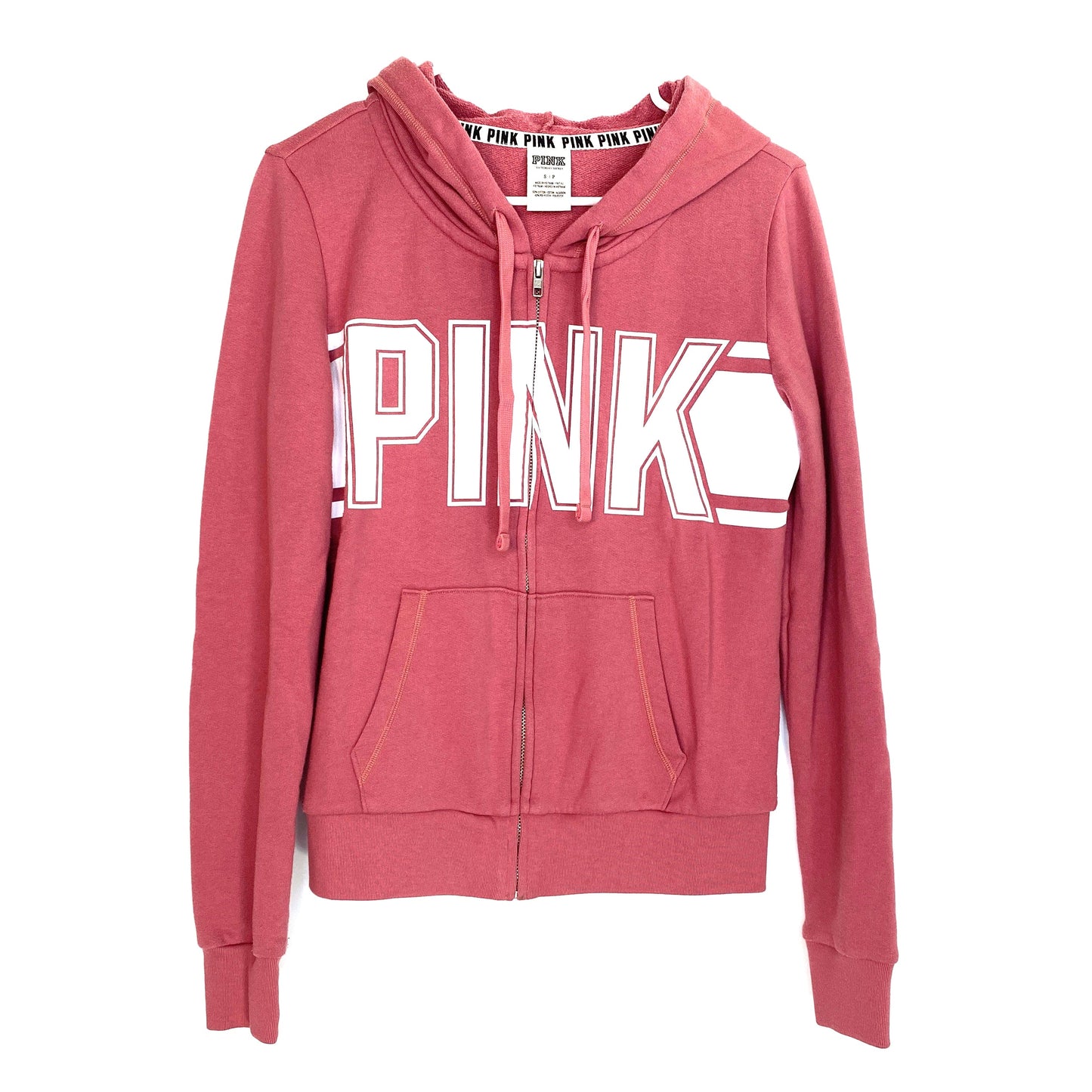 PINK Victorias Secret Womens Size S Hoodie Sweatshirt Full Zip Drawstring