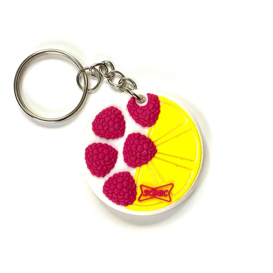 SONIC Drive-In Restaurant Raspberry Lemonade Keychain Key Ring Rubber Round