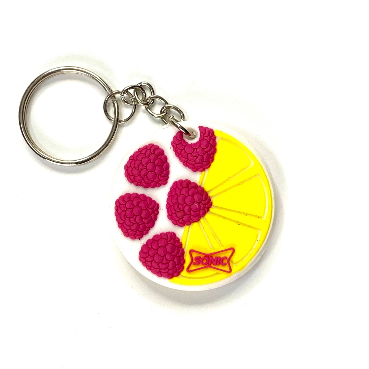 SONIC Drive-In Restaurant Raspberry Lemonade Keychain Key Ring Rubber Round