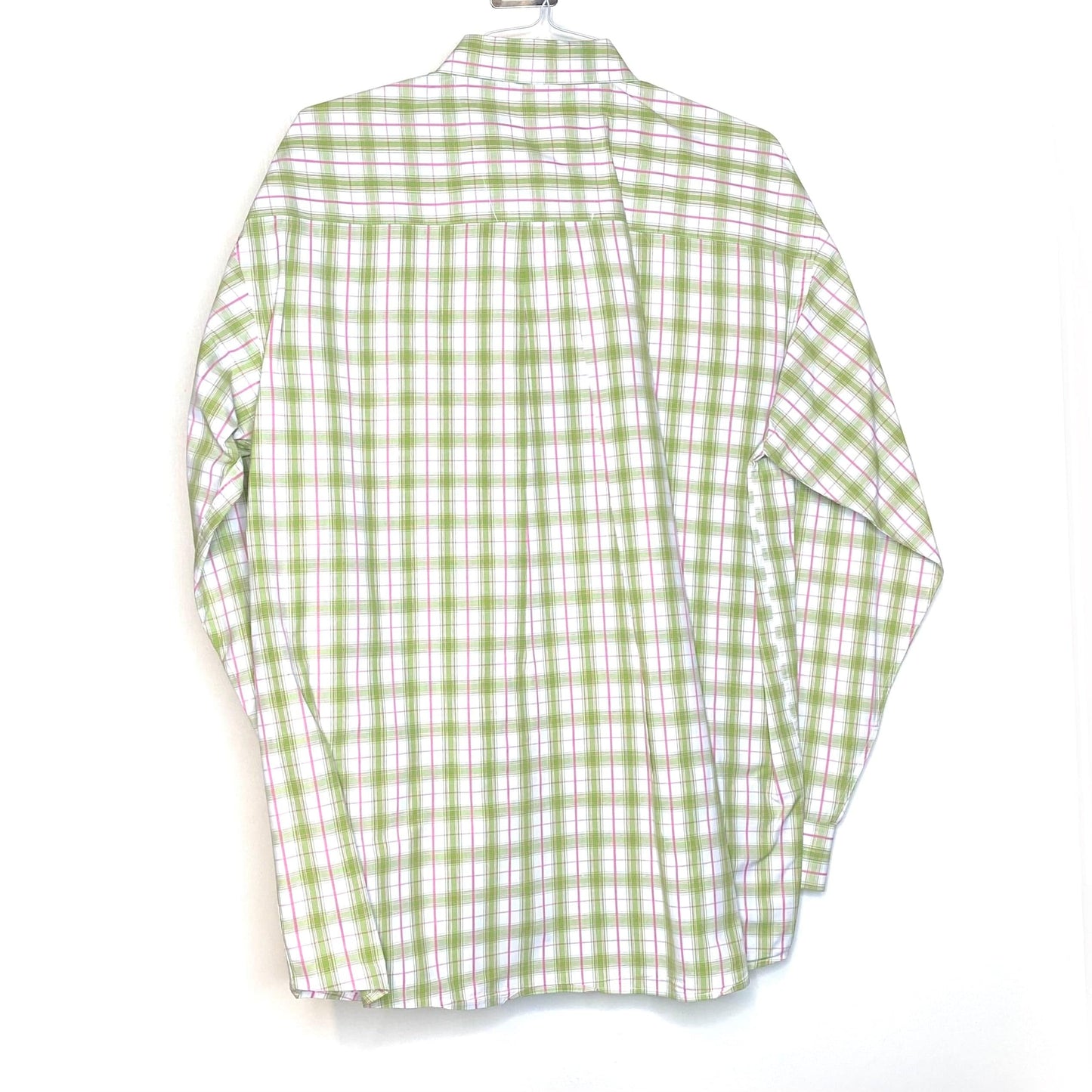 Wrangler George Strait Size XL Pink Green White Plaid Western Shirt Button-Down L/s