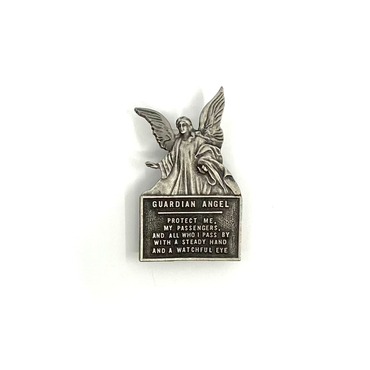 Vintage Pewter Guardian Angel Car Visor Clip “PROTECT ME, MY PASSENGERS, AND ALL WHO I PASS BY WITH A STEADY HAND AND A WATCHFUL EYE”