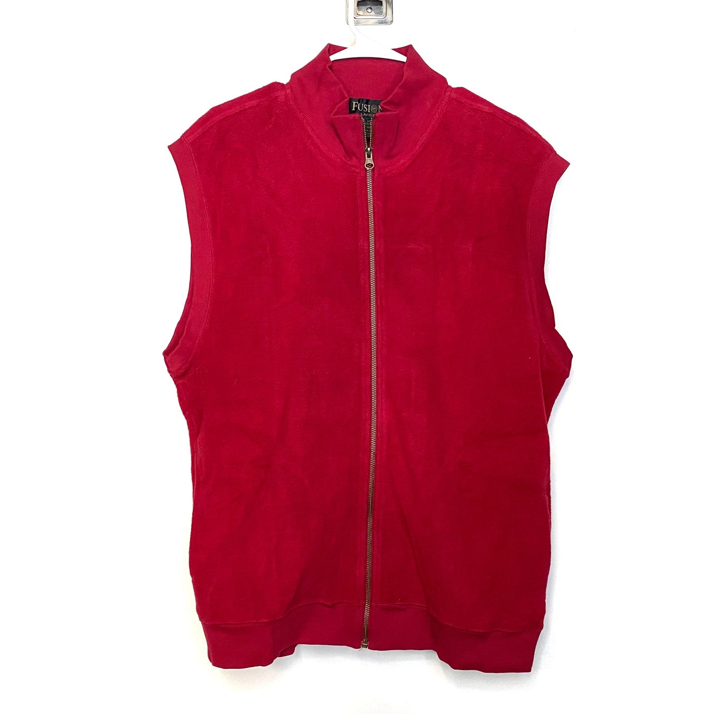 Fusion Mens Size L Red Fleece Vest Full Zip