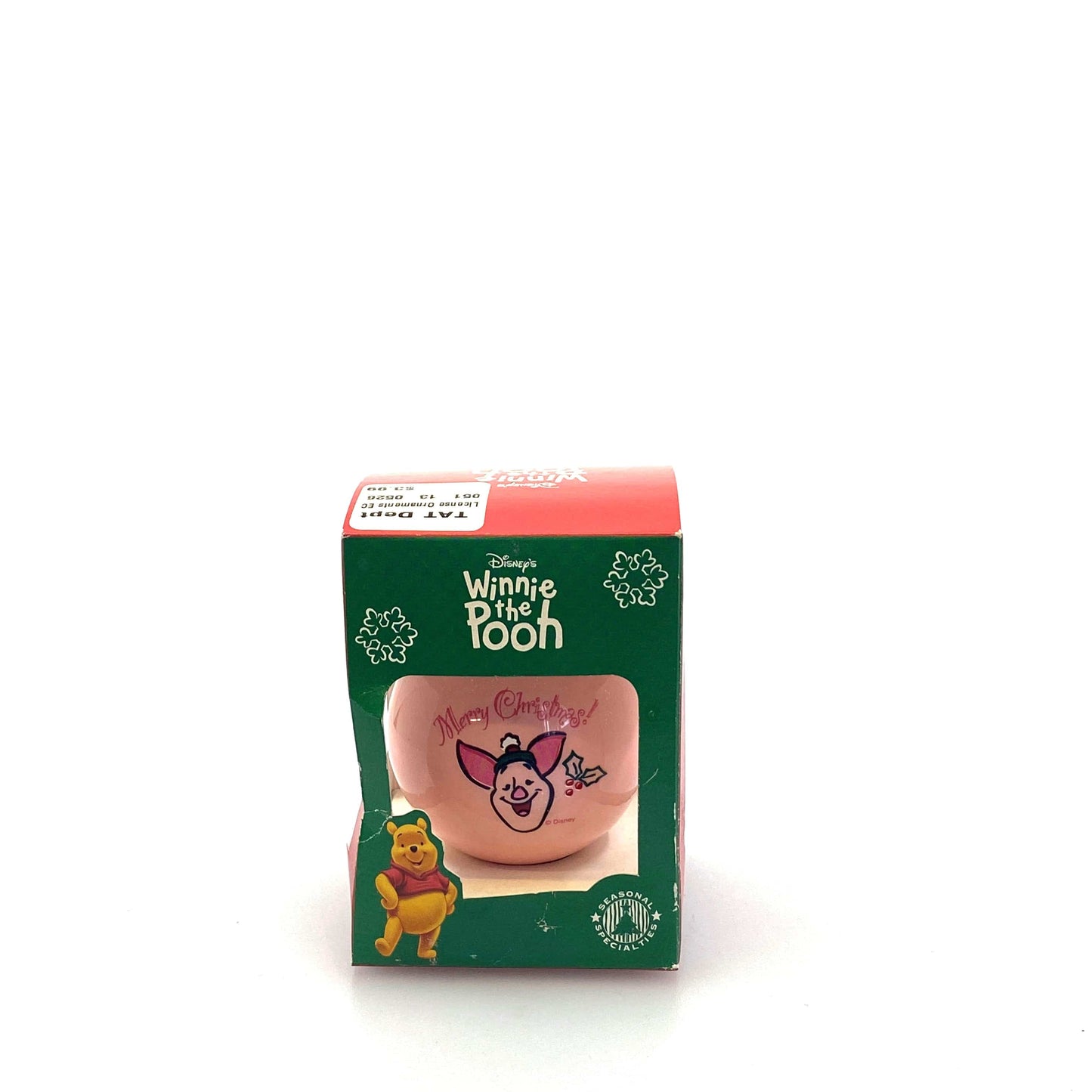 Seasonal Specialties Winne the Pooh “Piglet - Merry Christmas” Holiday Ornament Pink Ball