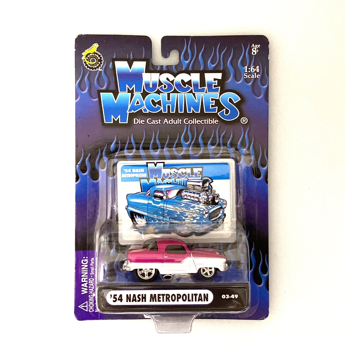 Muscle Machines Nash Metropolitan Diecast Car – Vintage 1:64 Scale Collectible for Car Enthusiasts – Purple/White Design