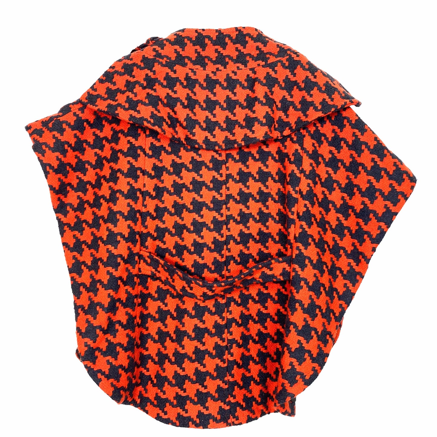 Miss Me Womens Button Up Shawl Coat, Orange / Houndstooth - Size XL