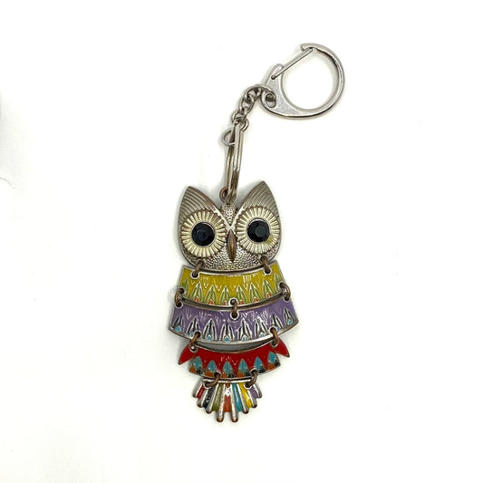 Metal Owl Keychain Large Dangling Charm Key Ring
