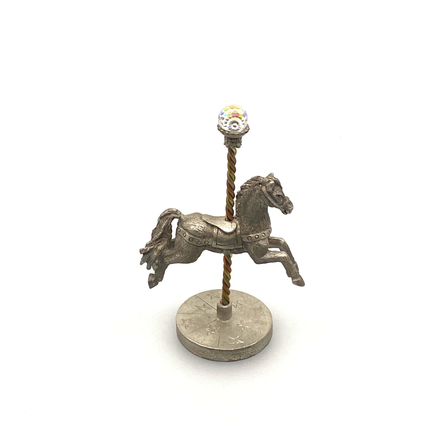 Spoontiques 1983/1984 Pewter Carousel Horse Figurine #5 Faceted Crystal Ball