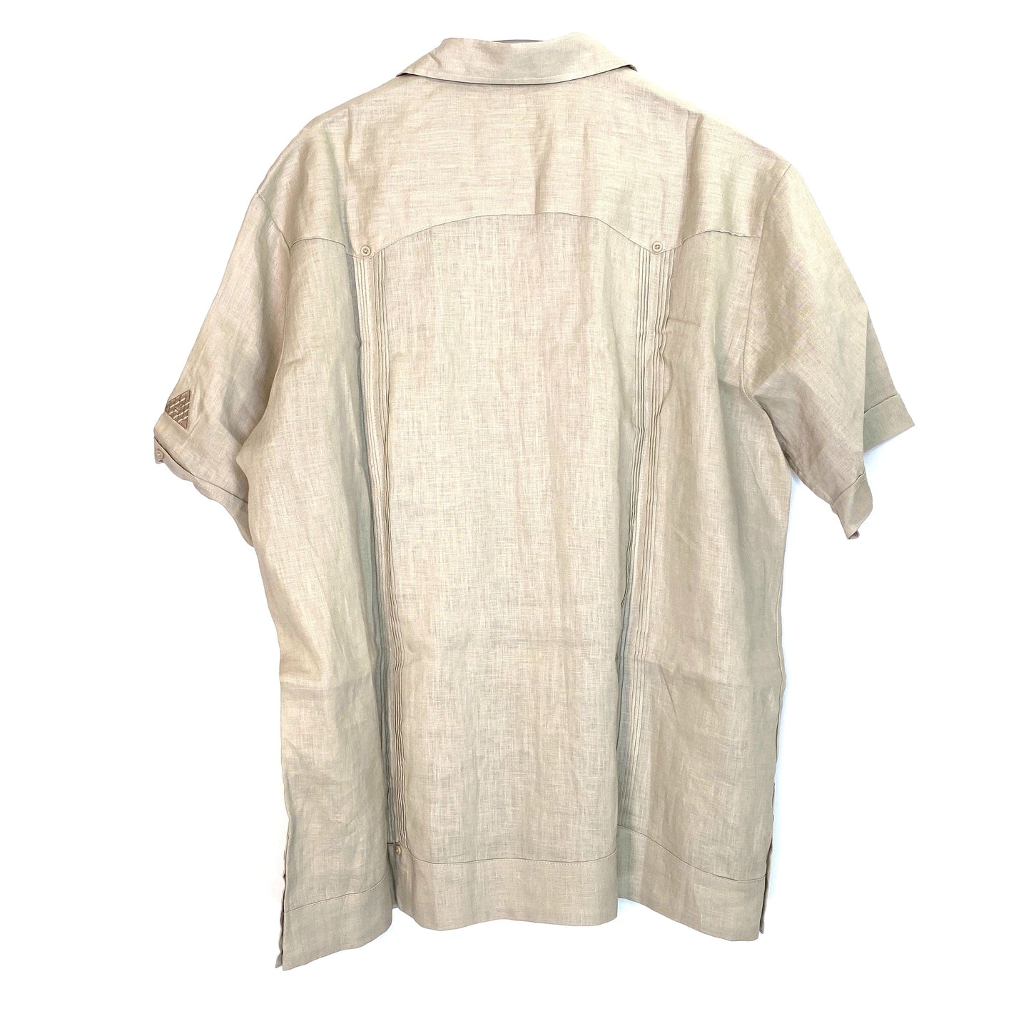 Cubavera Mens Size XL Beige Linen Shirt Button-Up S/s