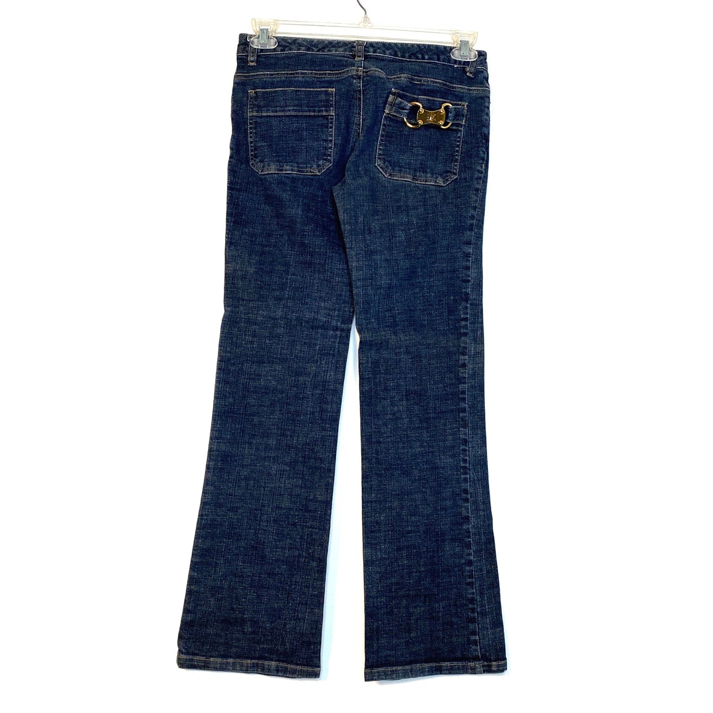 Michael Kors Womens Size 4 Straight Denim Blue Jeans Gold Horsebit on Pockets
