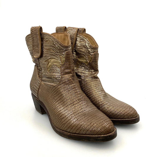 Sam Edelman Womens "Stevie" 6M Gunmetal Putty Cowboys Ankle Boots