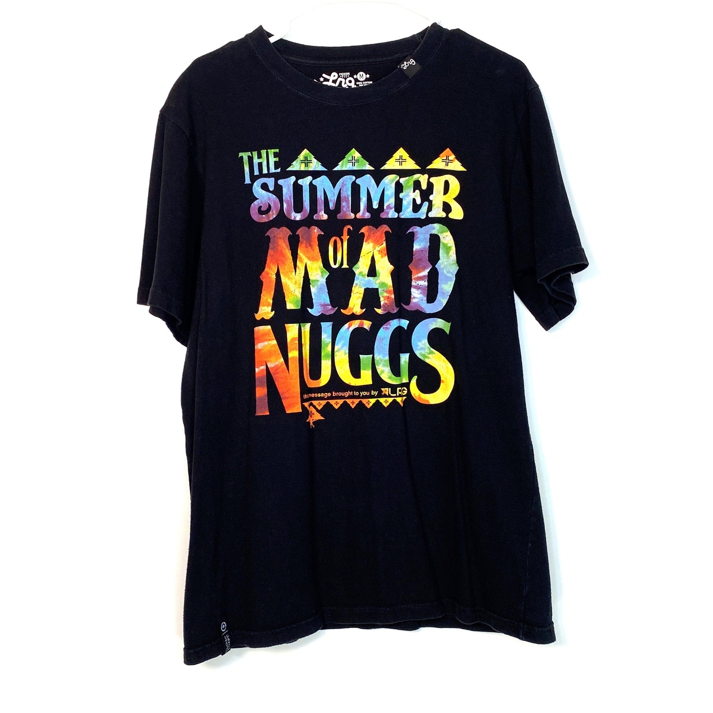 LRG Premium Fit Mens Size L Black Graphic T-Shirt “Summer of Mad Nuggs” S/s