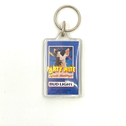 Vintage 1987 “Party Nite Spuds Mackenzie Bud Light” Clear Acrylic Keychain