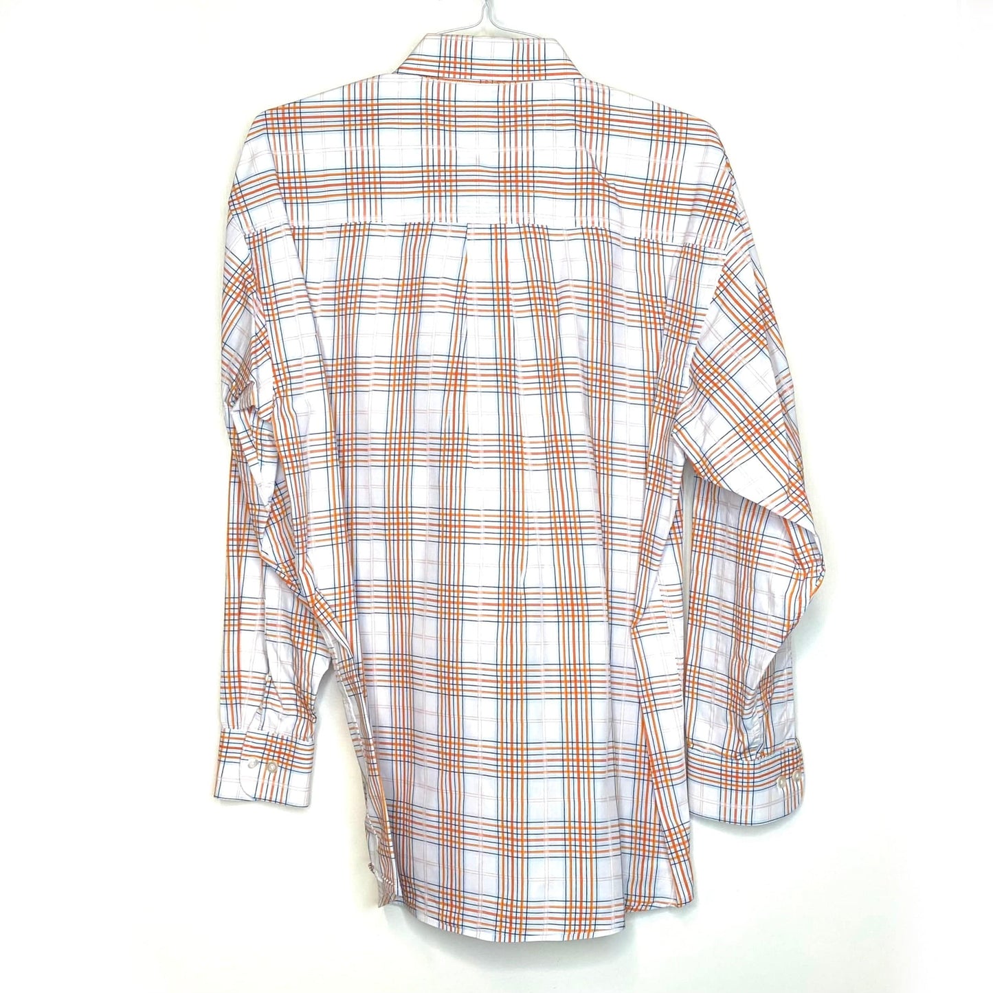 Wrangler George Strait Size XL Orange White Plaid Western Shirt Button-Down L/s