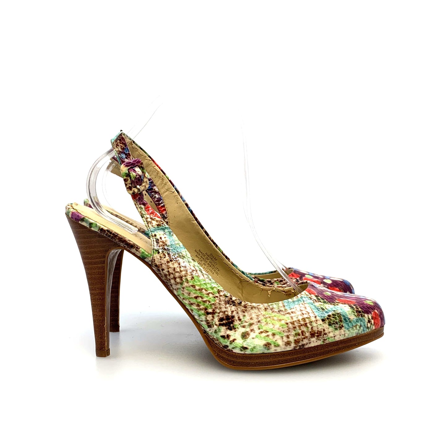 Nine West Womens Size 9.5M Rick Heel Snakeskin Multicolor