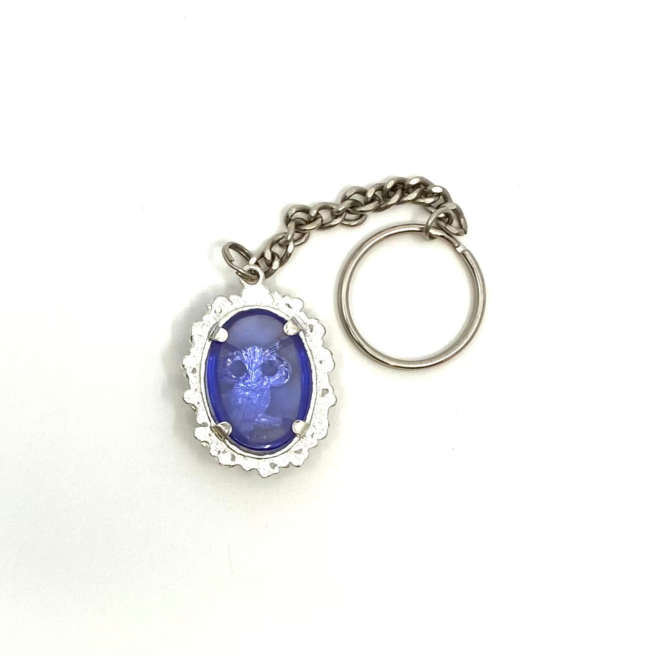 Silver Purple Owl Keychain Pendant Keychain Charm Key Ring