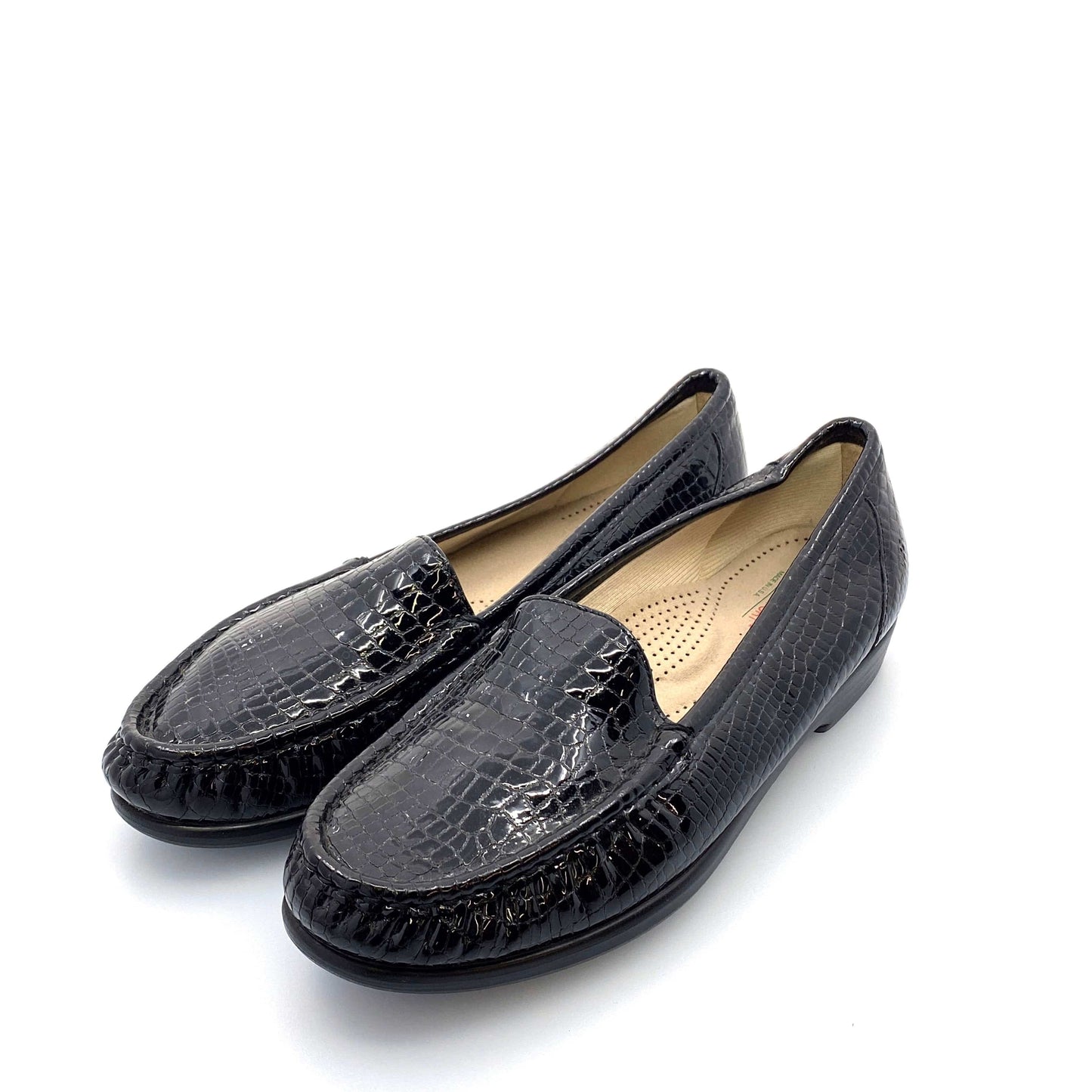SAS Womens Size 9½N Black Alligator Leather Loafers Shoes Tripad Comfort Foot